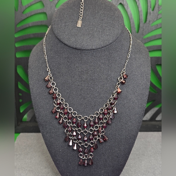 1928 Vintage Red Bi-Cone Crystal Necklace - Picture 1 of 4